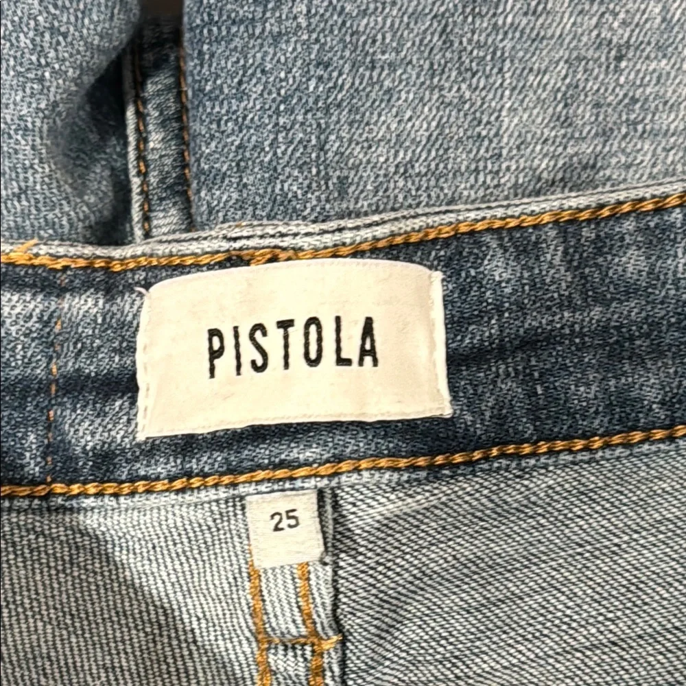 Pistola‎ Straight Leg Jeans Size 25- Distressed Medium Wash Blue Raw Hem